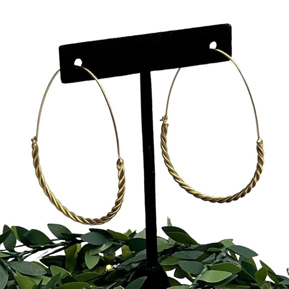 Anthropologie Jewelry - ANTHROPOLOGIE Large Oval Gold Tone Braided Hoops